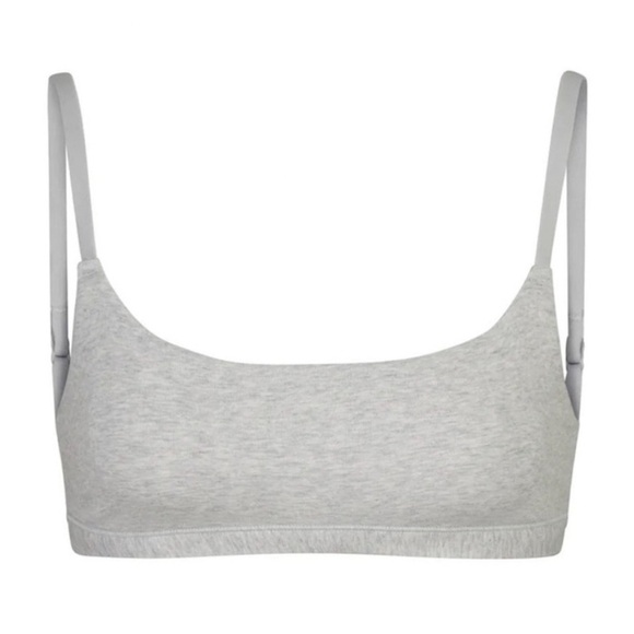 SKIMS Cotton Jersey Scoop bralette, Light Heather Gray - Picture 4 of 7